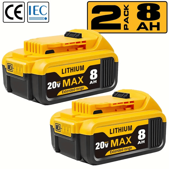2pack DCB200 20V 8Ah Lithium-lon BatteryReplacement -Compact XRDesign,Compatible with DCB205DCB200DCB203 DCB206 20-VoltCordless Power Tools,Long-LastingReliable and Durable Construction he