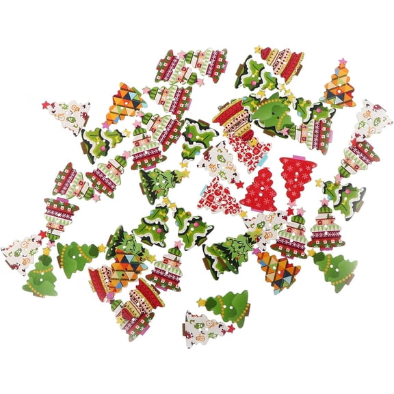 2pack Decorative Wooden Christmas Buttons for Crafts and Sewing Projects