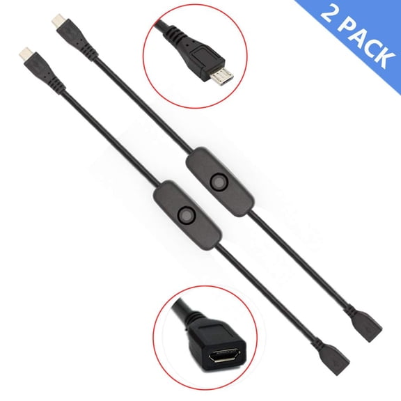 2pack For Raspberry Pi 3 B+ Power Supply Cord Pi Power Switch Cable Switch Push On Off for Pi 3 Model B+, Pi 3 Model B, Pi 2 B