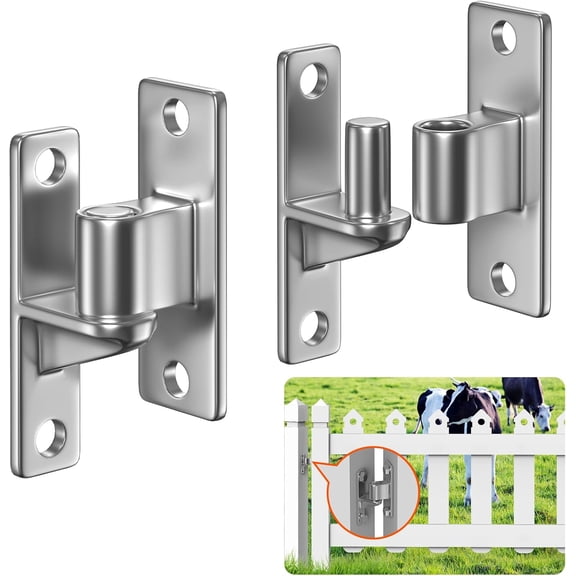2pack Gate Hinges Heavy Duty, Wall Mount Gate Hinge Outdoor Chain Link Fence Hardware for Max 600 Lbs