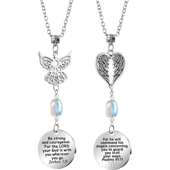 2pack Guardian Angel Car Charms for Rear View Mirror,Rearview Mirror Accessories,Christian Car Bible Decor,Rearview Mirror Hanging Accessories New Driver Gifts for Teen Girls Women Friend(2pack Set)