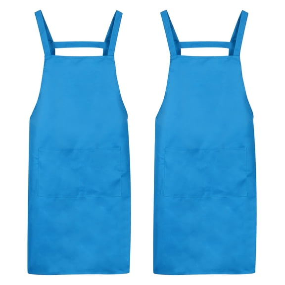 2pack H Style Apron Kitchen Cooking Aprons Artist Painting Apron with 2 Pockets Light Blue