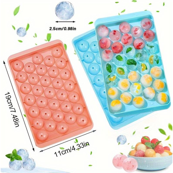 2pack Ice Cube Trays For Freezer, Ice Ball Maker Mold Mini circle Round Ice Cube Mold with Lid