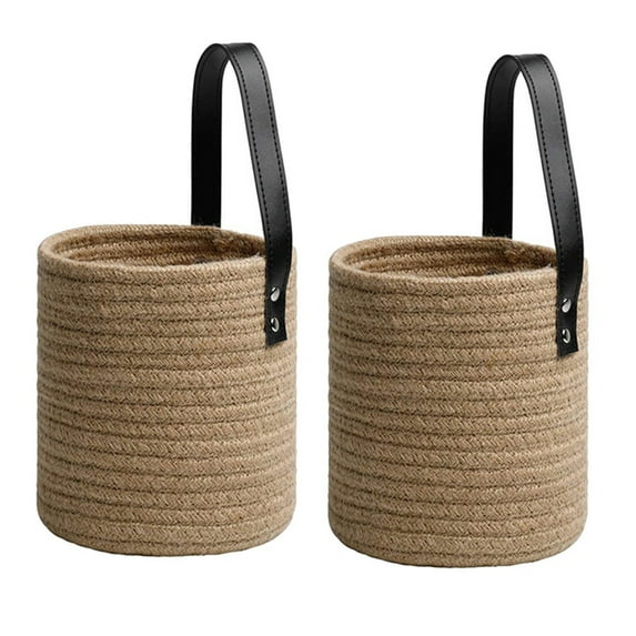2pack Jute Rope Hanging Basket - Woven Fern Wall Hanging Storage Basket Flower Plants, Jute Woven Basket Key Storage Basket