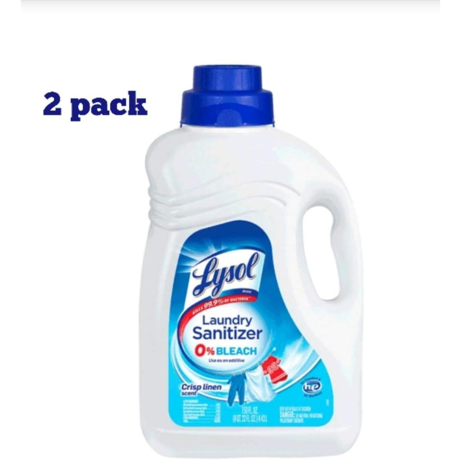 (2pack) LYSO*L Laundry Sanitizing Crisp Linen, 150oz, Bacteria-Causing Laundry Odor Eliminator, 0% Bleach Laundry Sanitizer.