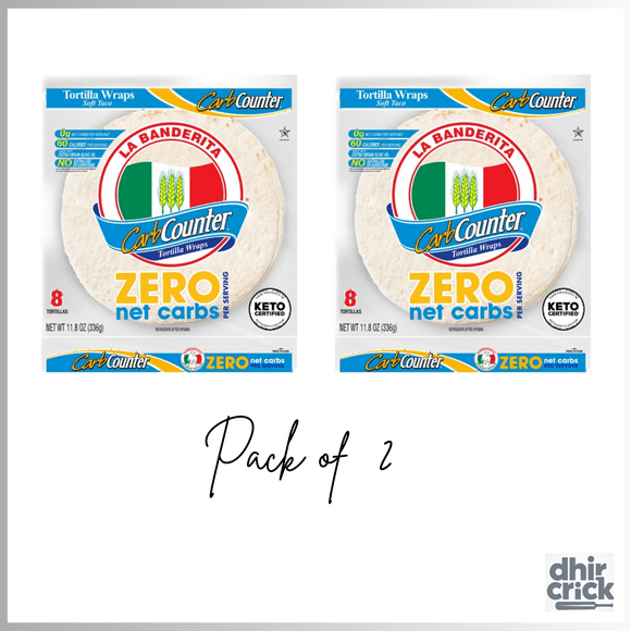 2x- La Banderita Carb Counter Zero Net Carbs Soft Taco Flour Tortillas, 11.8 oz, 8 Count