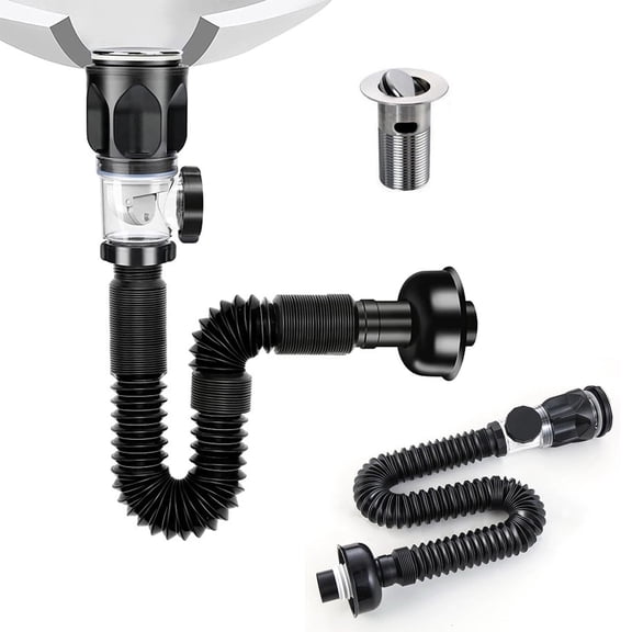 1pack LuClweCe Halloween Sale Plumbing Fittings,Drain Pipe Kit Bathroom Drain Kit With Flexible Expandable P Trap Flexible Drain For Bathroom And Kitchen For 1 1/4'' & 1 1/2'' Drain Hole