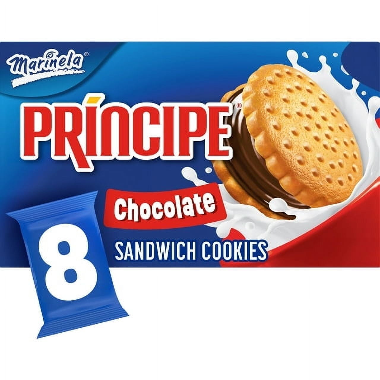 (2pack) Marinela Principe Chocolate Filled Sandwich Cookies, 8 count, Cookies, 17.76 oz Box