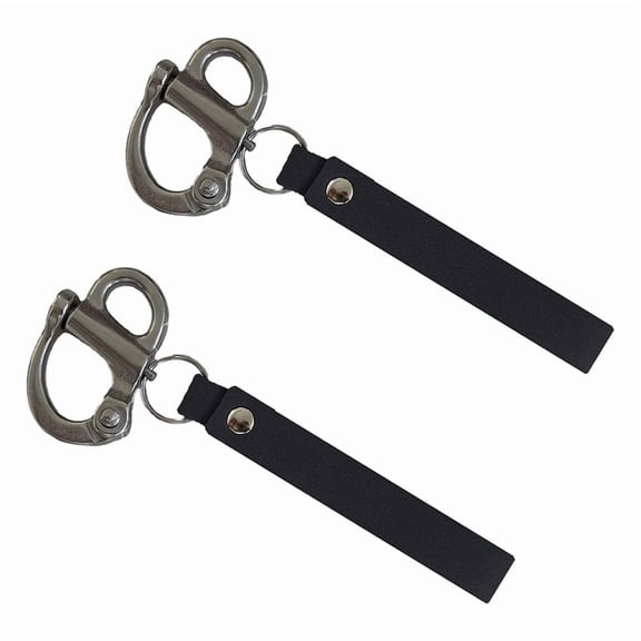 2pack Mask Quick Release Shackle with Leather Handle for Firefighter, 316 Stainless Steel Fixed Snap Shackle Lanyard