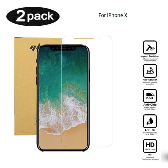 (2pack) Mignova iPhone X Screen Protector Glass [ 3D Full Frame ] Technology Premium Tempered 9H Hardness 2.5D PET [Soft Edge Hybrid] Super Easy Apply