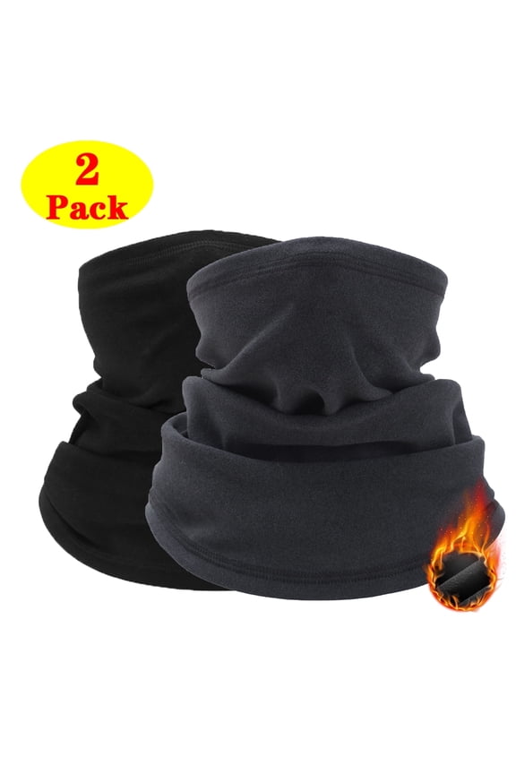 2pack Neck Gaiter Half Balaclava for Men Women Fleece Ski Mask Neck Gaiter Sports Face Mask Black Dark Gray