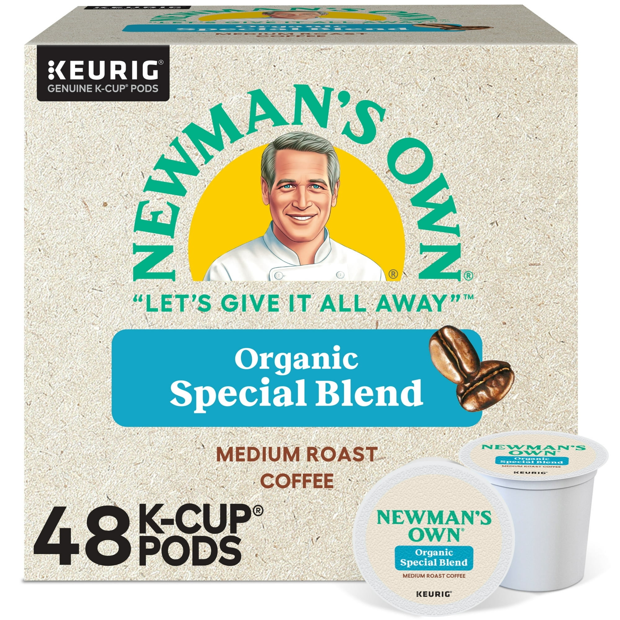 (2pack) Newman's Own Organics Special Blend K-Cup Coffee Pods, Medium Roast, 48 Count for Keurig Brewers