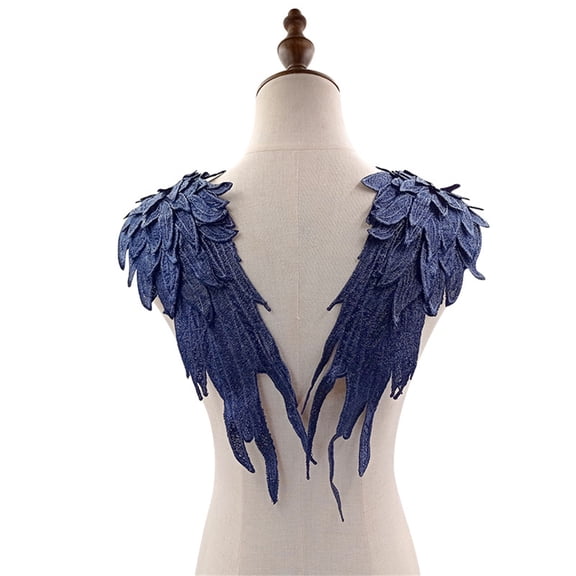 2pack Polyester Yarn Angel Wing Appliques Large Handmade Embroidery Patches for Bridal Dress Decoration