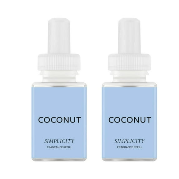 ( 2pack ) Pura and Simplicity - Smart Home Air Diffuser Fragrance - Home Scent Refill - up to 120-Hours of Premium Fragrance per Vial - Clean & Safe Diffuser Fragrance - 2 Pack - Coconut