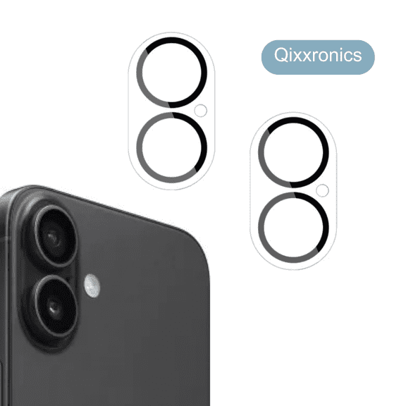 2pack Qixxronics Camera Lens Protector for iPhone 16 Camera Lens Shield Clear Tempered Glass Lens Cover for iPhone 16