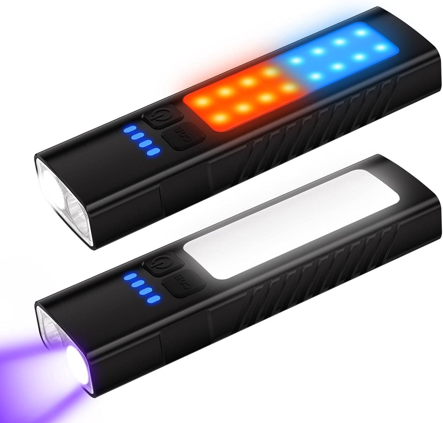 2pack Rechargeable EDC Flat Flashlight with COB Lights, UV, Red, Super Bright LED Combo 3in1 Portable Pocket lights, Pocket Mini Magnetic EDC Flashlight with Clip for Working, Repairing, Emergencies