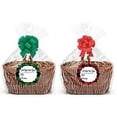 thumbnail image 1 of 2pack Red & Green Bows with Lumberjack Gift Tags& Extra Large Jumbo 30 x 40 Clear Cello/cellophane Bags Gift Basket Packaging Bags Cello Bags, 1 of 1