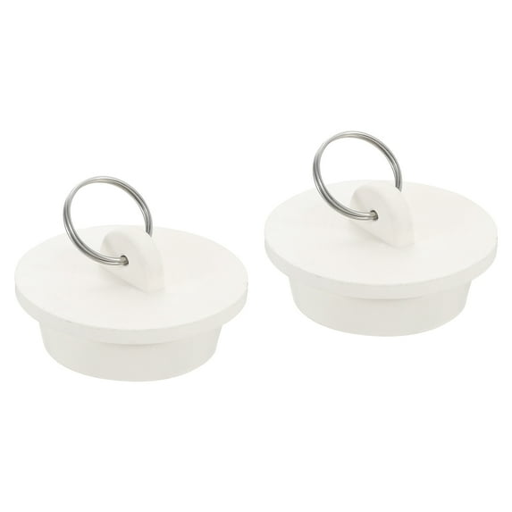 2pack Rubber Drain Stopper with Hanging Ring Fits 1-1/2 Inch to 1-5/8 Inch, White