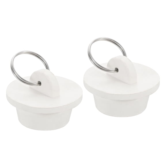 2pack Rubber Drain Stopper with Hanging Ring Fits 1 Inch to 1-1/8 Inch, White