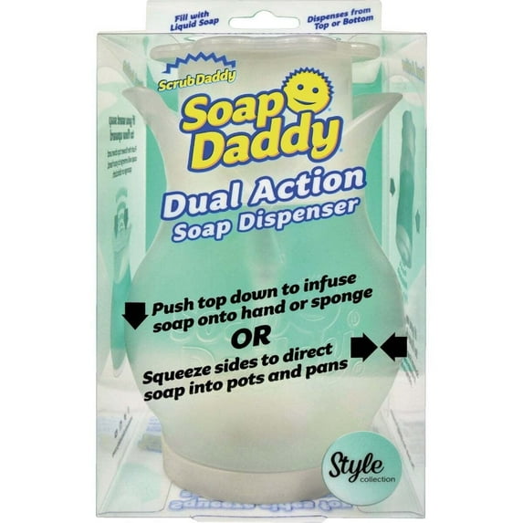 2pack of Scrub Daddy Refillable Dish Washing Liquid Dispenser Soap Daddy, Clear and BPA Free Plastic, Dual Action Pump and Squeeze, 13.25 fl. oz., 1 Count