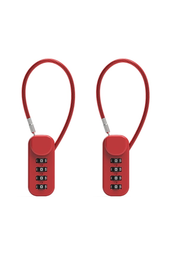 2pack Secure 4 Digit Combination Cable Lock Zinc Alloys Password Lock for Luggage Backpacks Gym Lockers Travel Gear