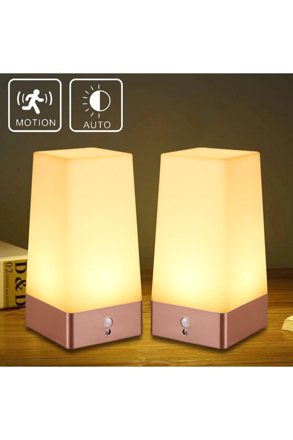 2pack Square motion sensor table lamp bedside lamp use 3AAA battery(not included)