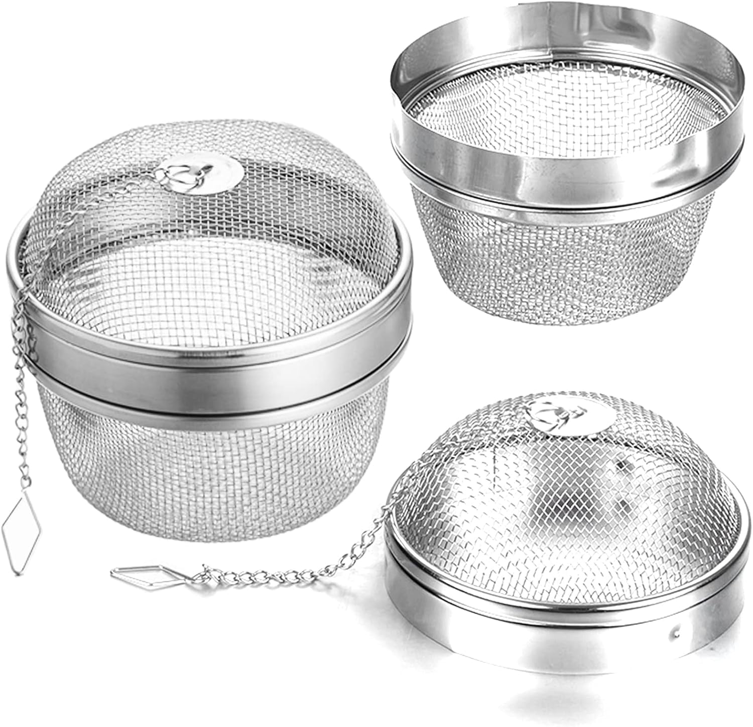 2pack Stainless Steel Spice Ball Chained Lid Sphere Mesh Hot Pot Tea ...