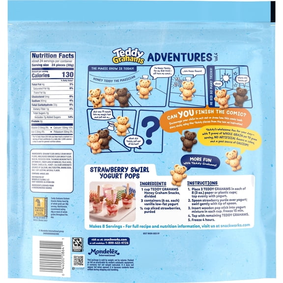 (2pack) TEDDY GRAHAMS Honey Graham Snacks, Value Size, Kids Snacks, 25 oz