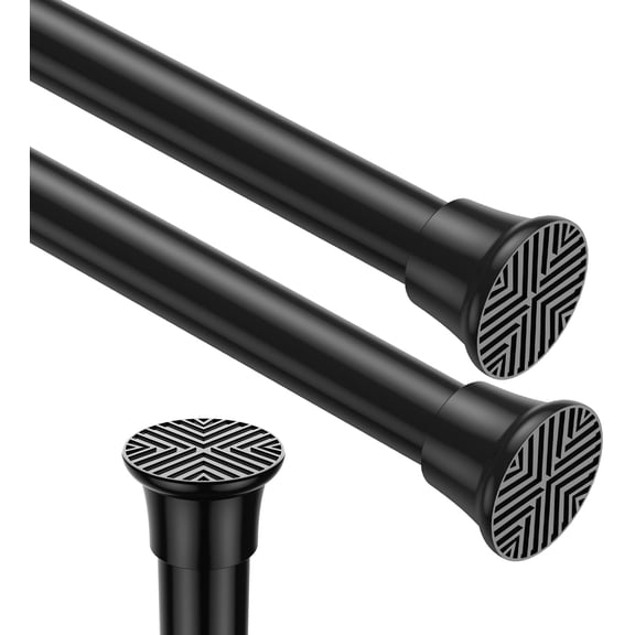2pack Tension Rods 18-36 Inch Adjustable Black Tension Rod Spring Rod Extendable Short Curtain Rod Spring Loaded Curtain Rods Tension Rod for Curtains,Closet,Kitchen
