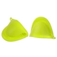 thumbnail image 1 of 2pack Thickened Mini Oven Gloves Heat Resistant Silicone Oven Mitts Finger Pot Holder Yellow Green, 1 of 6