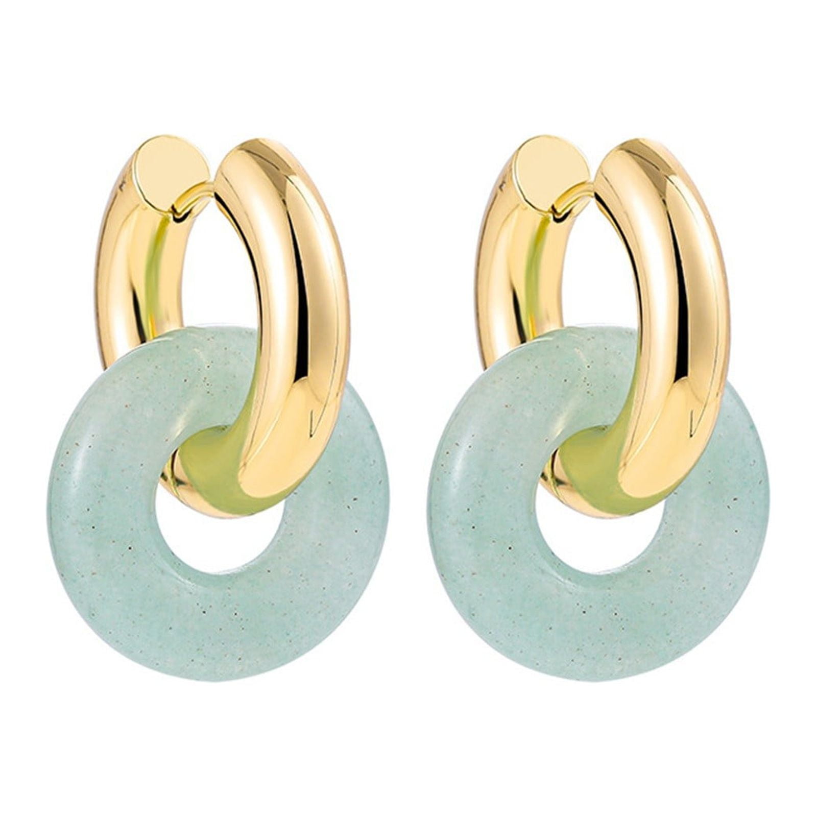 2pack Unique Thick Earrings Paired Clip on Pearl Earrings with Natural