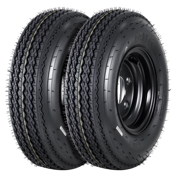 2pack Utility and Boat Trailers 4.80x12 /5.30-12 6PR 5 lug Trailer Tire and Wheel Assembly, Load Range C 6PR, 5 Lug 4.5" Bolt Pattern