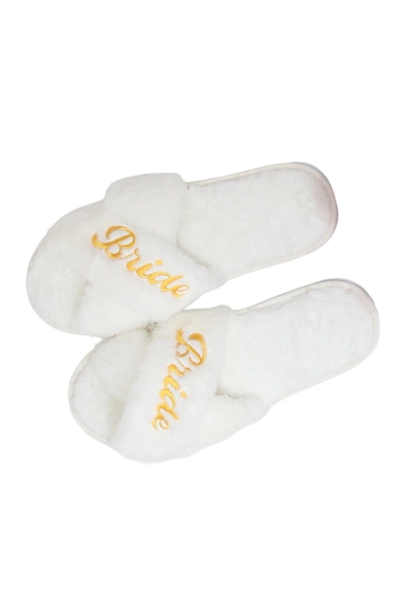 2pack Wedding Bridal Party Plush Slippers Warm Softable Ladies Home Shoes for Wedding Preparations and Relaxation