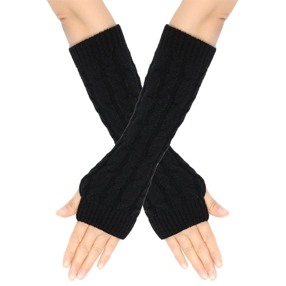 2pack Women's Knitted Arm Warmers Half Fingerless Sleeves Soft Arm Sleeves