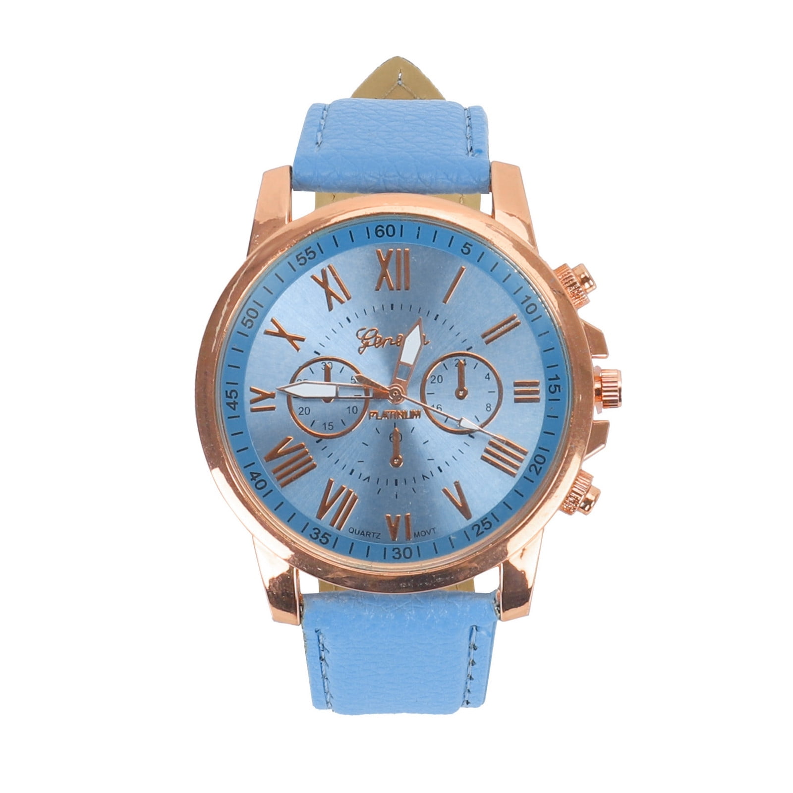 Women\'s Blue Analog Quartz Solid Pu Leather Strap Bling Rhinestone Wrist Watch Women Simple Quartz Wrist Watch PU Leather Strap - Hunt Watches main image 3