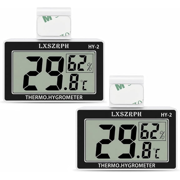 2packs Accurate Reptile Thermometer Hygrometer, SelfAdhesive Digital Temperature Humidity Meter with / Switch, Mini LCD Gauge for Terrarium Vivarium Bearded Dragon Tank Accessories (2packs)