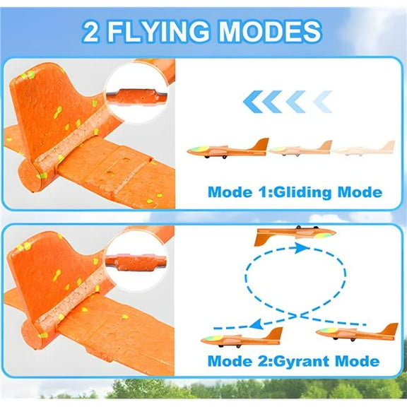 2packs Airplane Launcher Toy 12.6' Foam Glider Led Plane, 2 Flight Mode, 3 planes Flying Toys