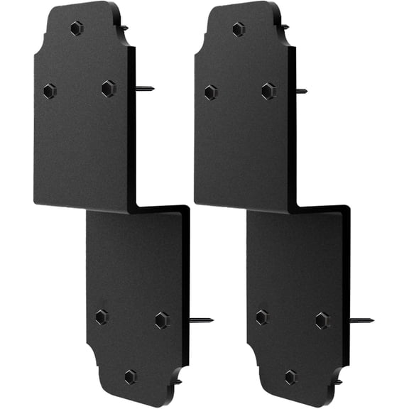 2packs Heavy Duty Pergola Brackets Black Z Bracket ,6" Steel Angle Joist Tie, Post to Beam Connectors Repair Hardware for Wood DIY Projects Deck Framing Construction Fence