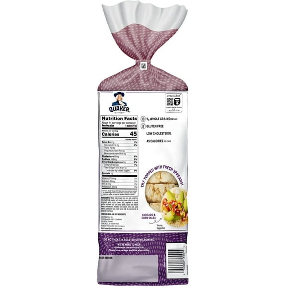 (2packs)-Quaker Rice Cakes, White Cheddar, Gluten Free, 5.5 oz Bag-Made with Whole Grain Brown Rice