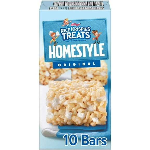(2packs)-Rice Krispies Treats Homestyle Original Chewy Crispy Marshmallow Squares, Kids Snacks, 11.6 oz, 10 Count-With Original Chewy Flavor-Total 20 Counts