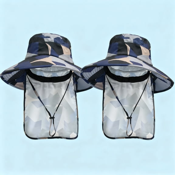2packs Sun Hats for Men Women Fishing Hat UPF 50  Breathable Wide Brim Bucket Hats Summer UV Protection Safari Hat with Neck Flap