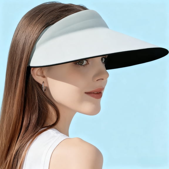 2packs Sun Visor Hats for Women Men Wide Brim Sun Hats Women Men Adjustable Ponytail Sun Hats Foldable UPF 50 