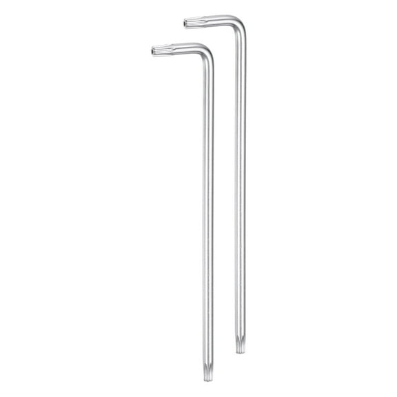 2packs T15 Long Arm Tamper Proof Torx Wrench Star Keys, S2 Steel Chrome Coated Surface