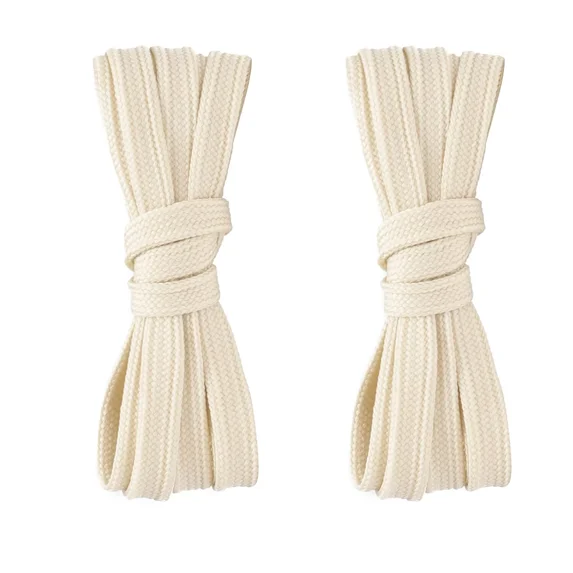 2pair Double Layers Flat Shoe Laces Beige for Sneakers Adults Kids 45 54 60 Inch