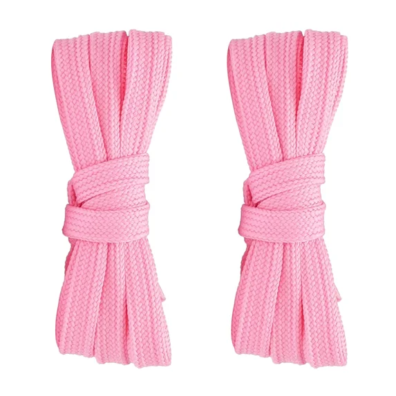 2pair Double Layers Flat Shoe Laces Pink for Sneakers Adults Kids 24 to 72 Inch