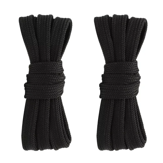 2pair Double Layers Flat Shoelaces Black for Sneakers Boots 45 54 60 63 72 Inch