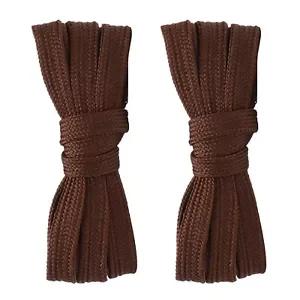 2pair Double Layers Flat Shoelaces Brown for Sneakers Boots 24 36 45 54 63 Inch