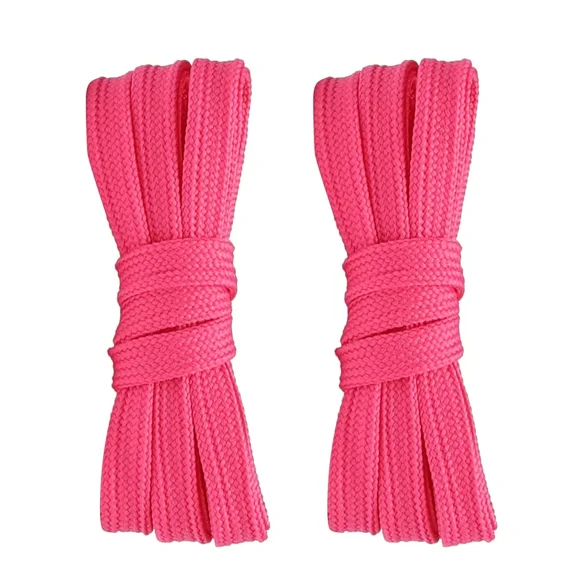 2pair Double Layers Flat Shoelaces Hot Pink for Sneakers 24 36 45 54 60 63 Inch