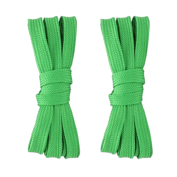 2pair Double Layers Flat Shoelaces Strings Grass Green for Sneakers 24-72 Inch
