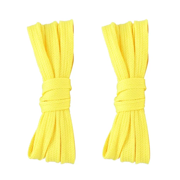 2pair Double Layers Flat Shoelaces Yellow for Sneakers Adults Kids